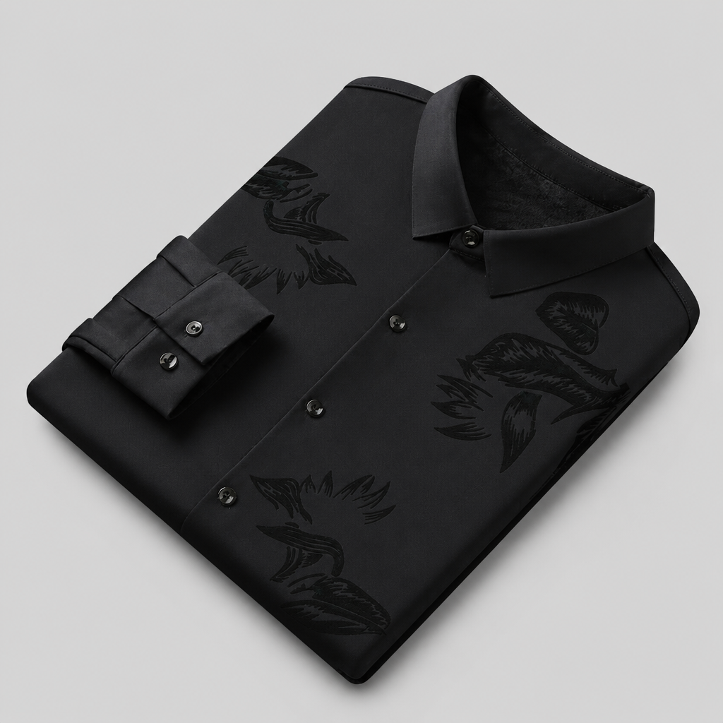 VulcanTherm™ – Slim-Cut Fleece-Lined Shirt Featuring Brushstroke Design
