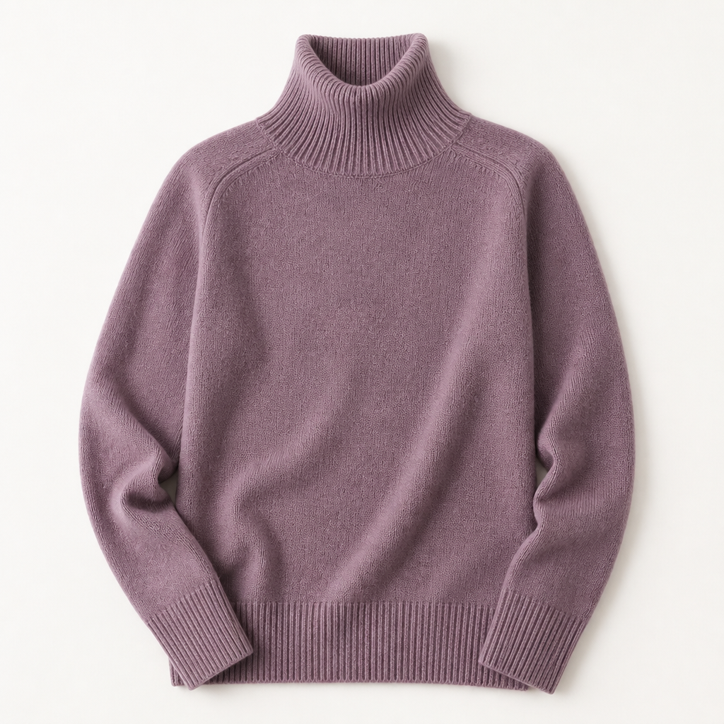 ArcticSilk™ – Comfortable Loose-Fit Turtleneck Pullover with Ribbed Edging