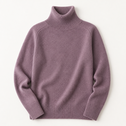 ArcticSilk™ – Comfortable Loose-Fit Turtleneck Pullover with Ribbed Edging