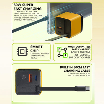 SparkCharge™ 80W Retractable Charger — Unleash Lightning-Fast Power with Zero Cable Chaos