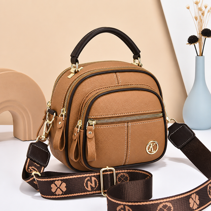 VieraBelle™ – Compact Structured Crossbody Bag with Bold Patterned Strap