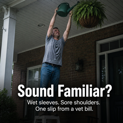 FlexiGroove™ — Hanging Baskets from Chest Level Down for Ladder-Free Watering