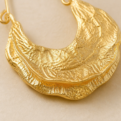 Selenia™ – Textured Gold Crescent Bold Hoop Earrings