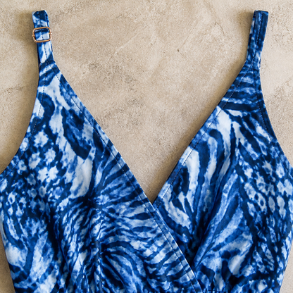 SolaraMist™ – Breezy V-Neck Swim Romper Featuring Watercolor Design