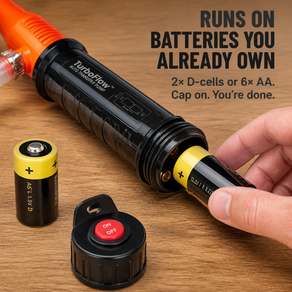 TurboFlow™ — Pump Fuel, Water, or Oil Hands-Free at 2.2 Gallons per Minute