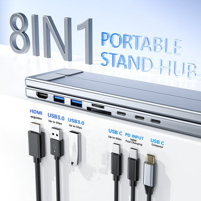 StreamlineSync™ 8-Port Dock & Adjustable Stand — Crush Neck Pain and Command Your Workspace with Effortless Focus