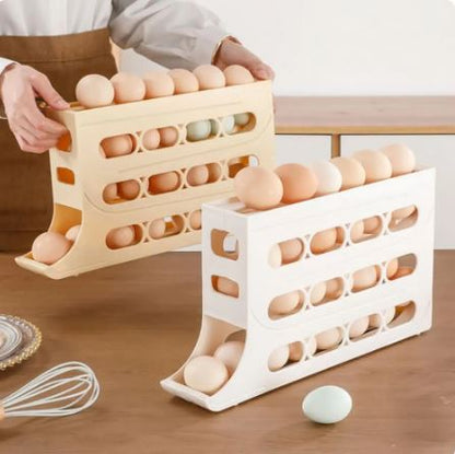 4-Layer Rolling Egg Rack 30-Egg Storage Box for Fridge Space-Saving Organizer