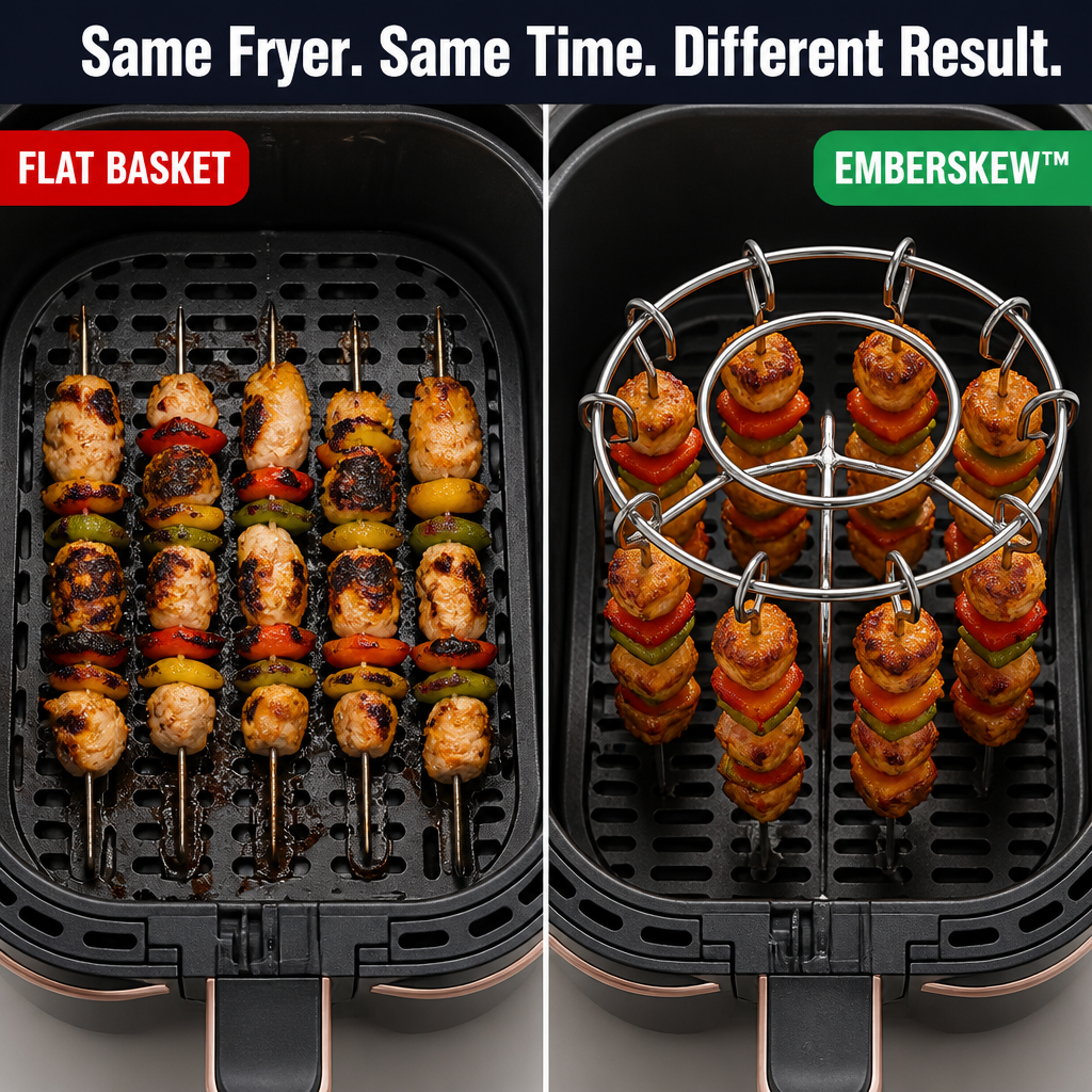 EmberSkew™ — Grill Juicy Wings and Skewers in Your Air Fryer No Flipping Needed