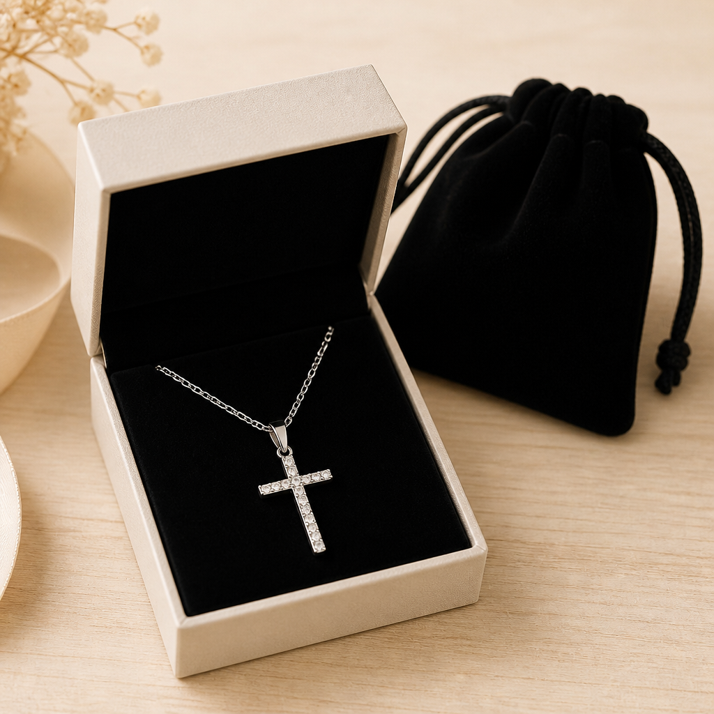 LustreRise™ – Shimmering Pavé Zircon Cross Pendant Necklace