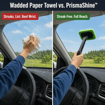 PrismaShine™ — Erase Foggy Windshields Streak-Free Without Leaving Your Seat