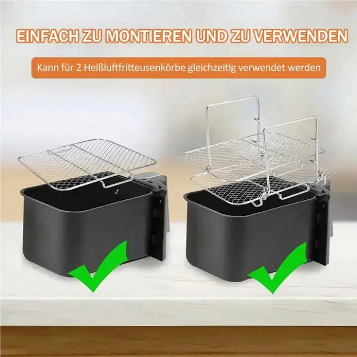 3-Tier Stainless Steel Rack for Air Fryers Offering Versatile Cooking Options