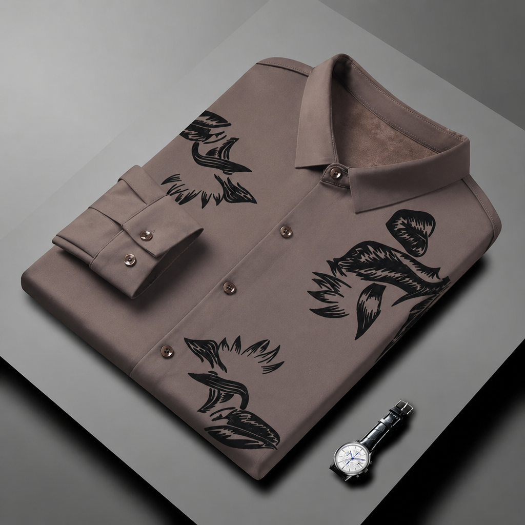 VulcanTherm™ – Slim-Cut Fleece-Lined Shirt Featuring Brushstroke Design