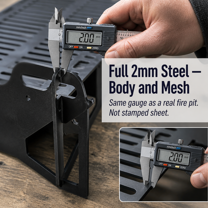 FlamePorta™ — Collapse a Rugged Steel Grill Flat and Cook Anywhere on Your Trip