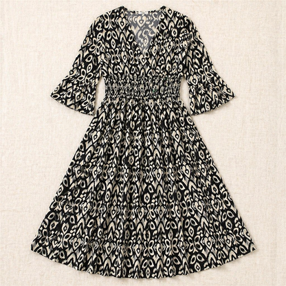Majestella™ – Breezy V-Neck Smocked Waist Midi Dress