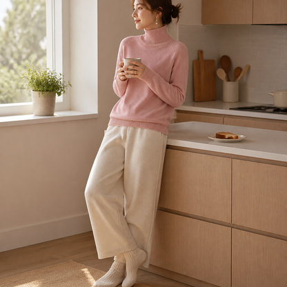ArcticSilk™ – Comfortable Loose-Fit Turtleneck Pullover with Ribbed Edging