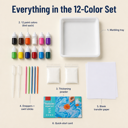 SplashMuse™ Marbling Paint Kit — Swirl, Lift & Display Genuine Marbled Prints Made by Kids Themselves