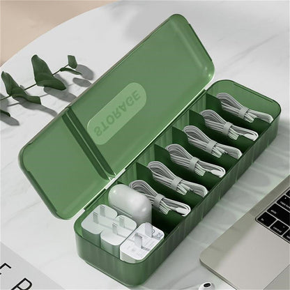 Cable Organizer Box with 7 Compartments for Home and Travel Use
