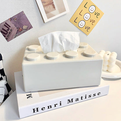 Innovative Wall-Mounted Tissue Box Holder Featuring Building Blocks
