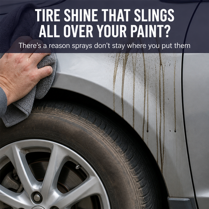 MidnightSheen™ — Revive Rich Black Tire Gloss That Defies Sling, Rain & UV Fading