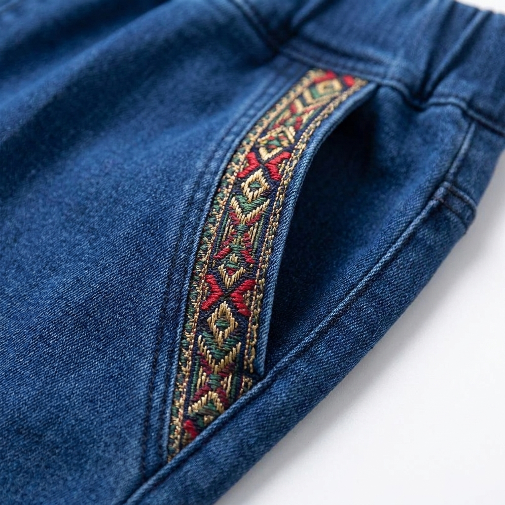 LuxeStride™ – Stretchy Pull-On Jeans with Embroidered Pocket Detail
