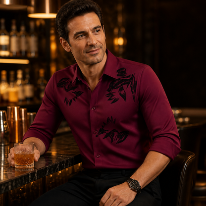 VulcanTherm™ – Slim-Cut Fleece-Lined Shirt Featuring Brushstroke Design