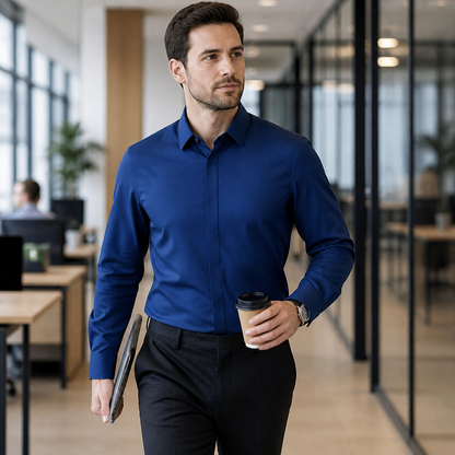 Vantori™ – Wrinkle-Free Slim-Fit Dress Shirt with 4-Way Stretch