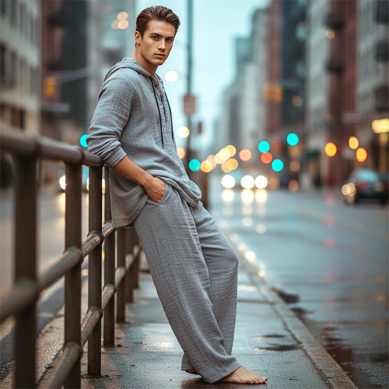 Drakescape™ – Casual Hooded Linen-Blend Two-Piece Set