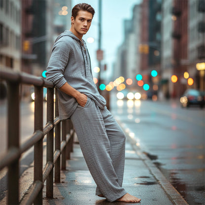 Drakescape™ – Casual Hooded Linen-Blend Two-Piece Set