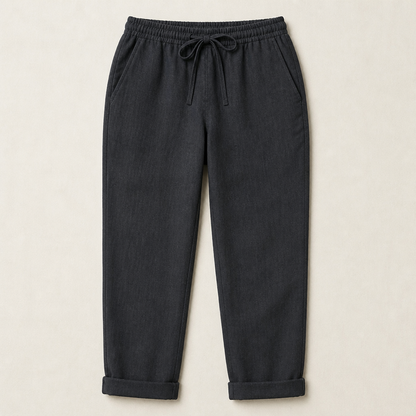 BellaSilk™ – Comfortable Cotton-Linen Tapered Pants with Adjustable Drawstring Waist