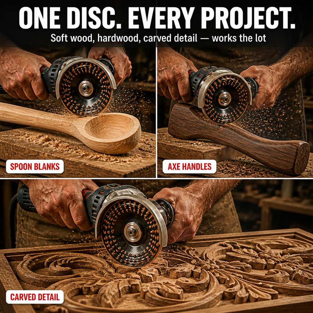 Glidara™ — Shape, Sculpt & Smooth Hardwood Fast Using Any 125mm Angle Grinder