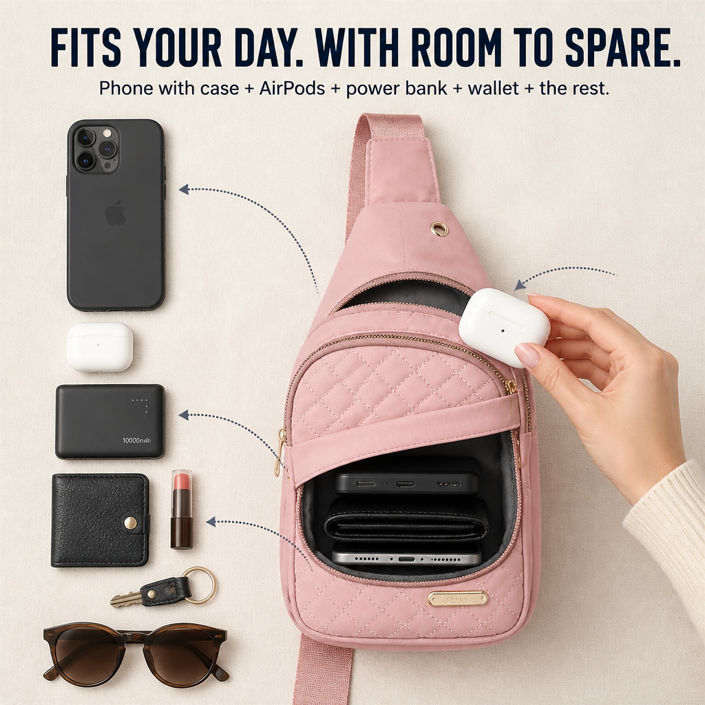 VertaCarry™ — Skip the Tote and Hold Your Day in Three Zip Pockets
