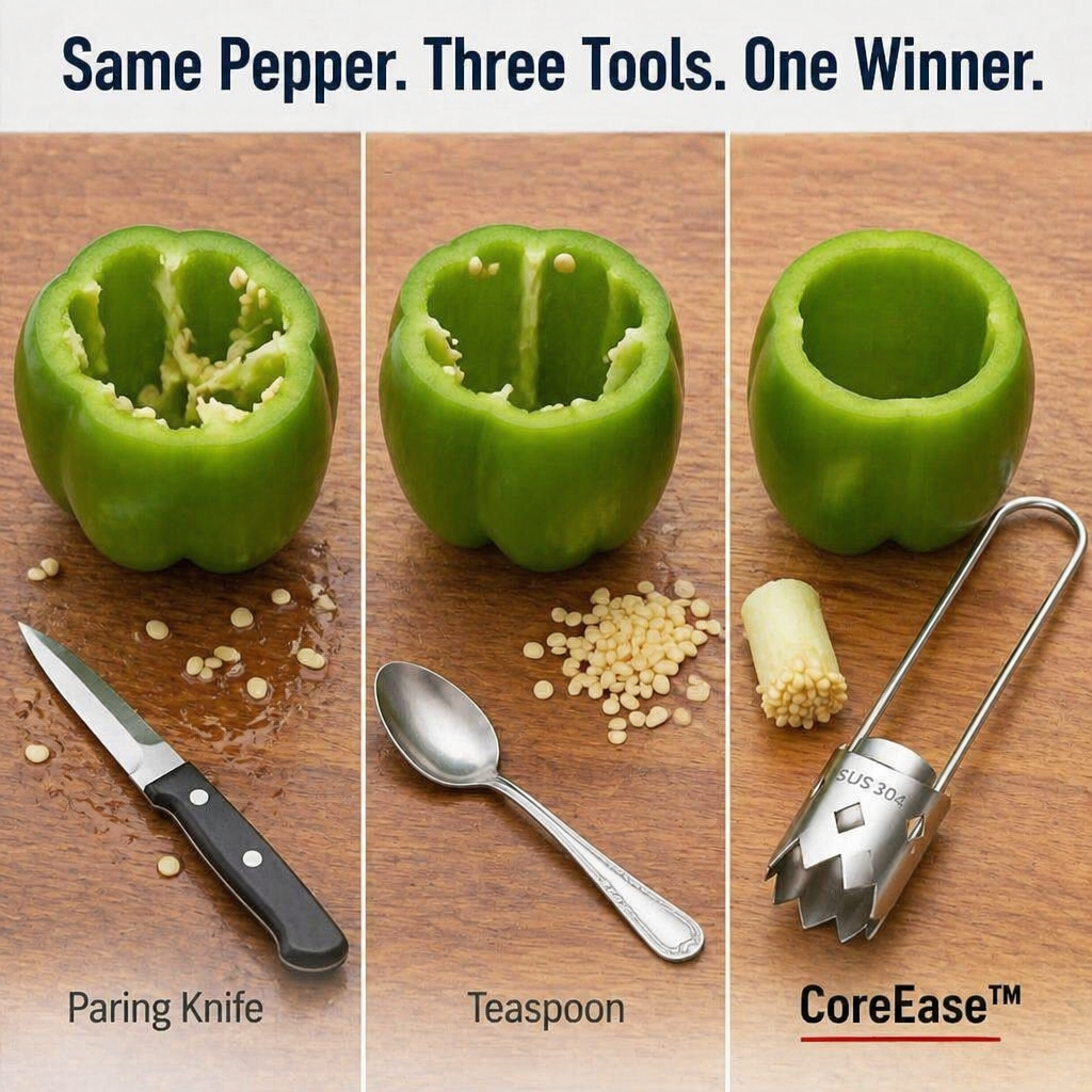 CoreEase™ — Hollow Peppers, Apples & Pears with a Single Clean Twist