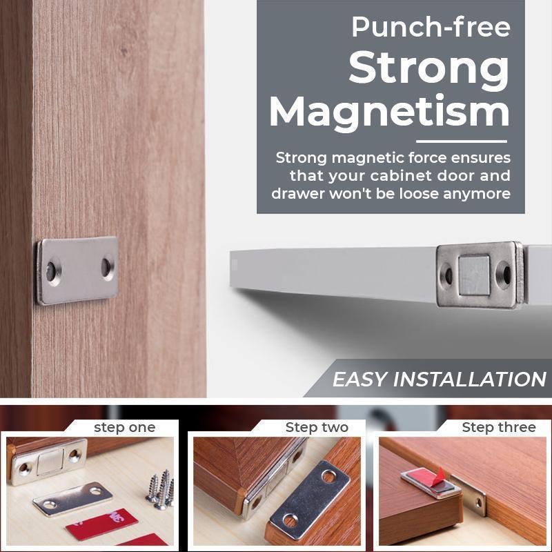 Strong Magnetic Ultra-Thin Invisible Door Catch, Punch-Free (4 pcs)