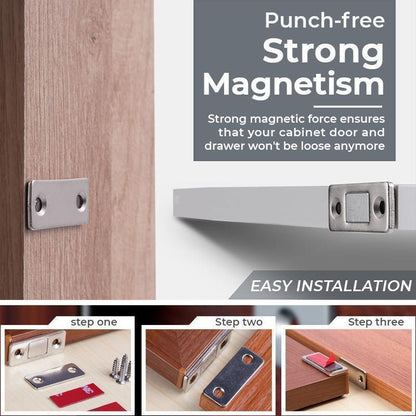 Strong Magnetic Ultra-Thin Invisible Door Catch, Punch-Free (4 pcs)