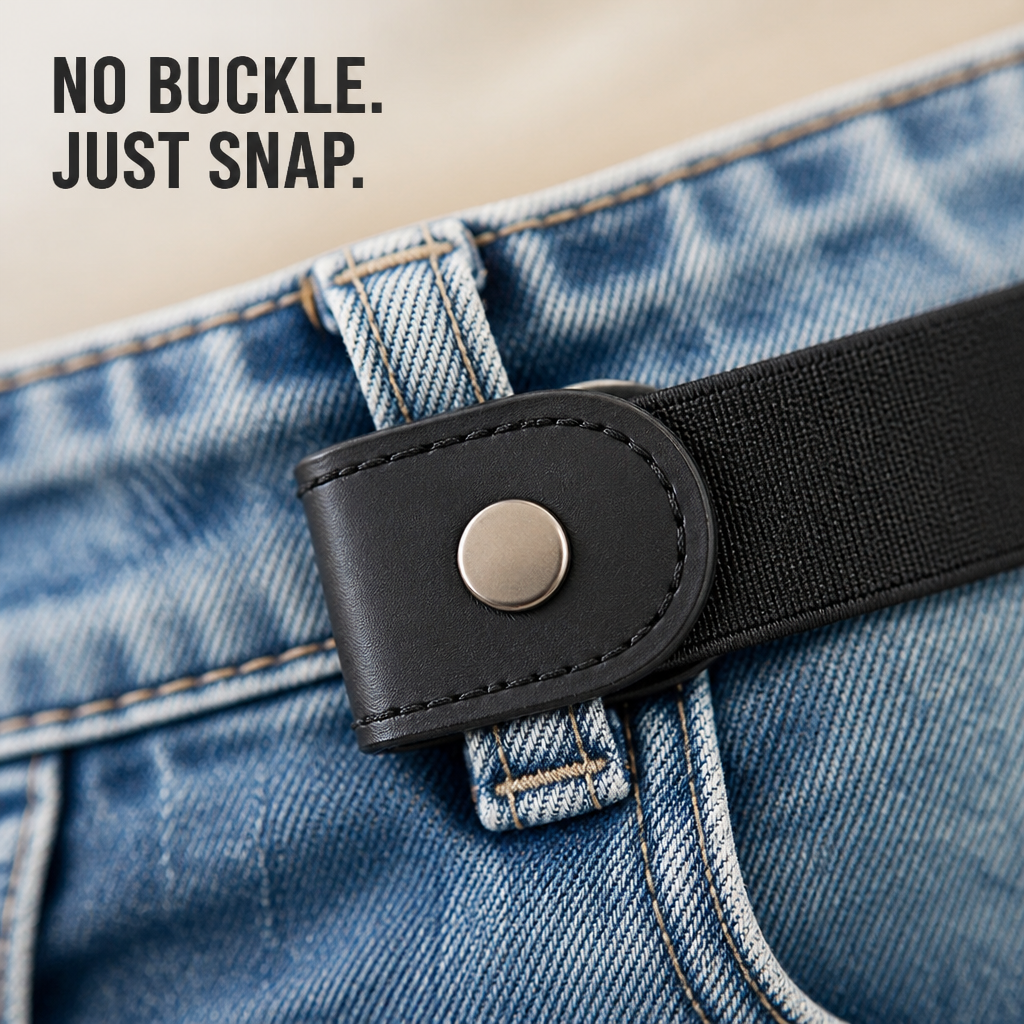 FlexiStride™ – Snapless Stretch Belt with Hidden Closure