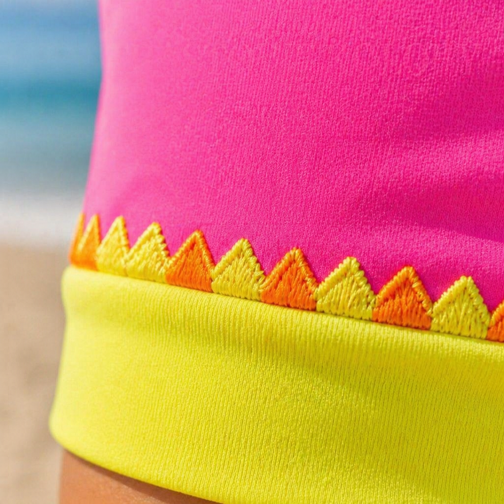 VelaAura™ – Striking Colorblock 3-Piece Sport Bikini with Swim Skirt Set