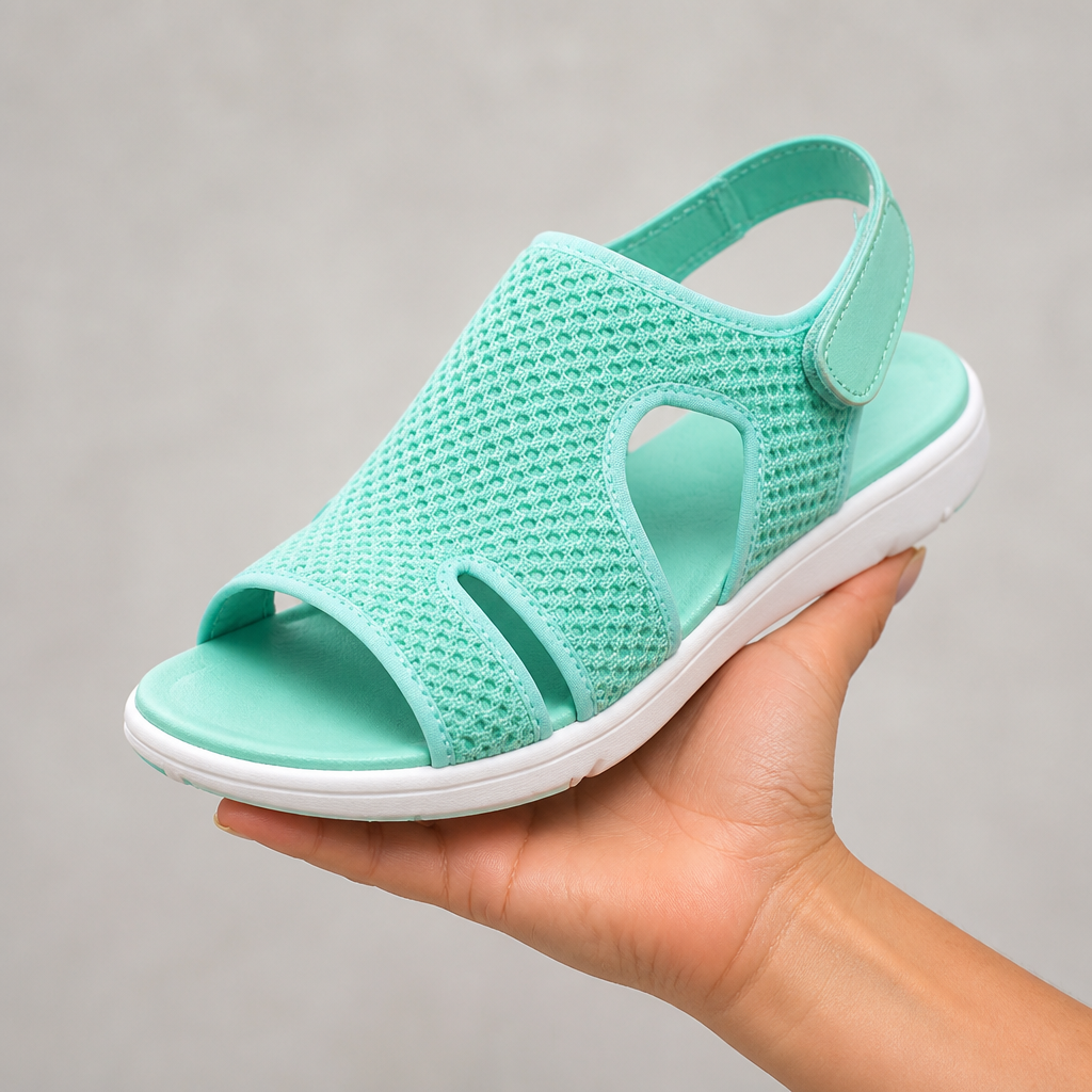 AeroLuxe™ – Padded Mesh Slingback Sandals Featuring Velcro Strap