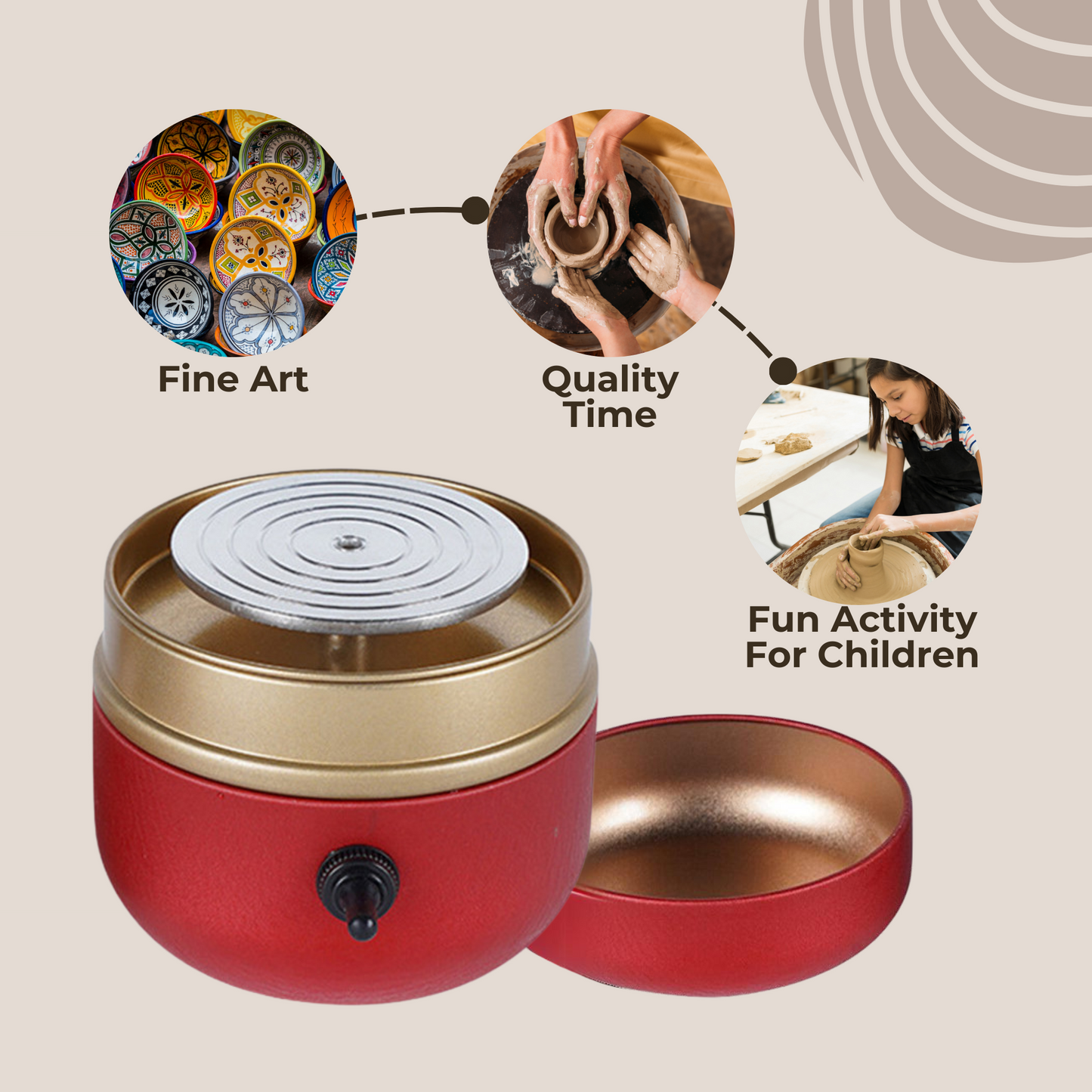 Poterio™ | Compact Portable Pottery Machine with FREE 8 Sculpting Tools