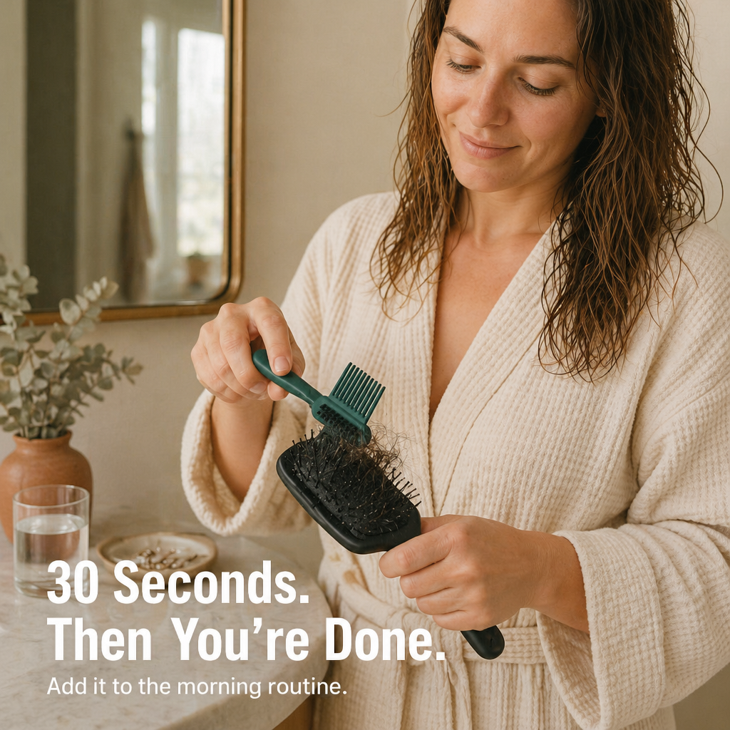 BrushVibe™ — Detangle Hair and Deep-Clean Every Brush with Ease