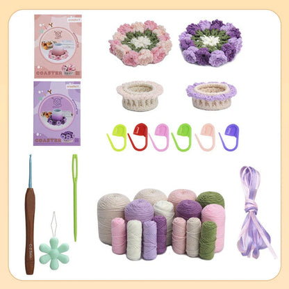 BloomAura™ Crochet Coaster Kit — Craft Radiant, Soulful Floral Art That Warms Your Home and Heart