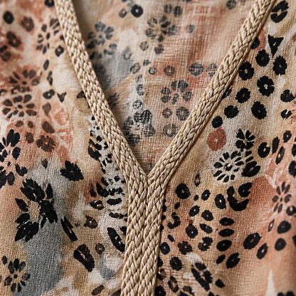 Aesthetic — printed boho midi dress focused on style, comfort, and sophisticated-vacation vibe.