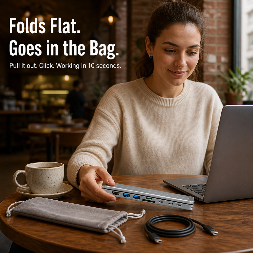 PowerPort Pro™ — Elevate Your Laptop, Charge 8 Devices, Fold Flat for Your Bag