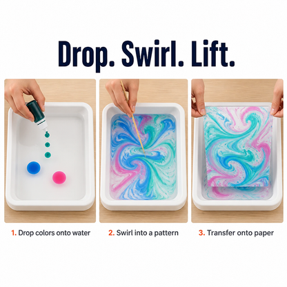 SplashMuse™ Marbling Paint Kit — Swirl, Lift & Display Genuine Marbled Prints Made by Kids Themselves