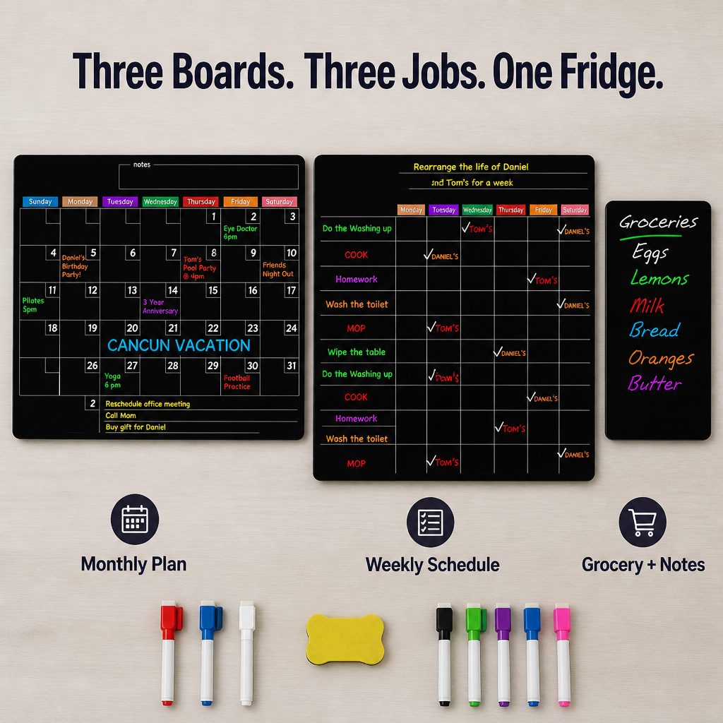 VibratoPlan™ — Track Every Practice, Pickup & Pool Party On The Fridge