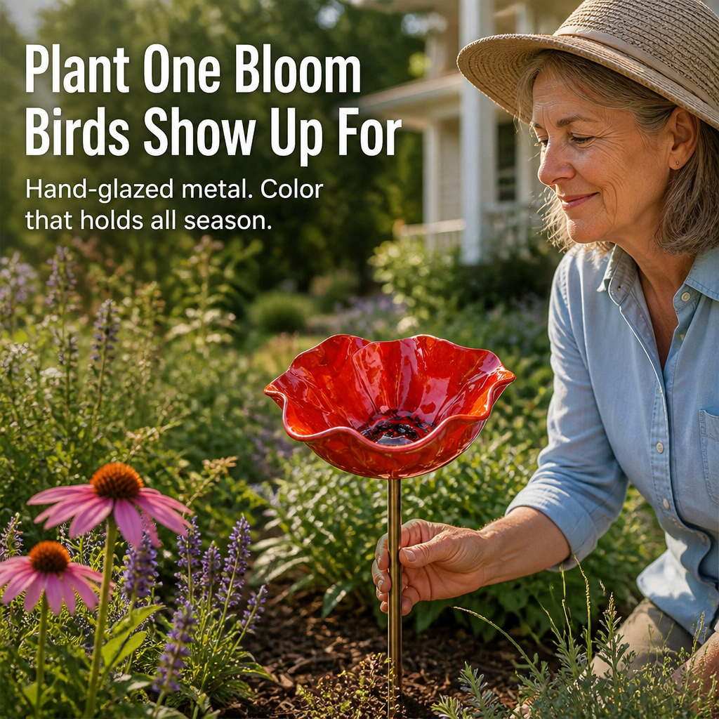 LiveFlare™ — Stake One Hand-Glazed Bloom Birds and Bees Come Calling