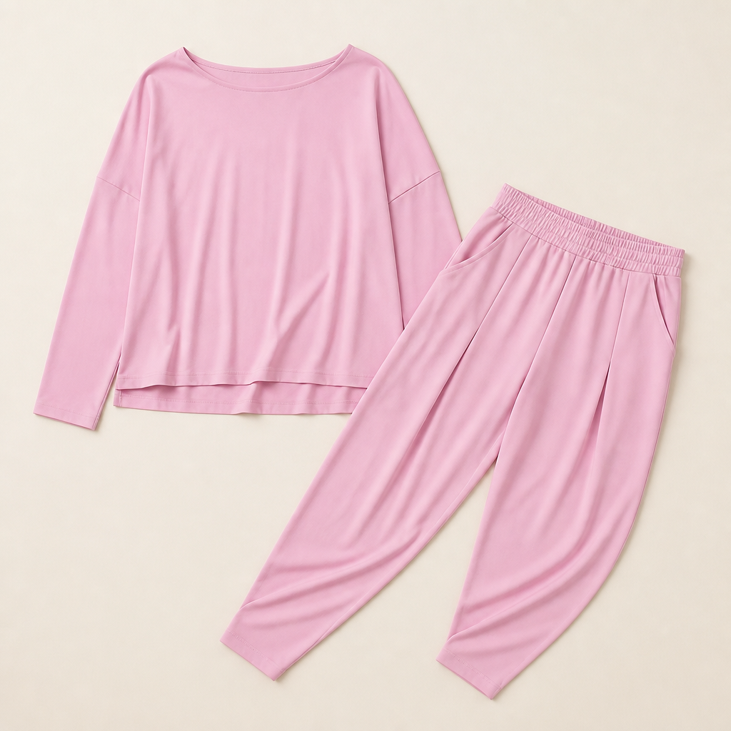 Mirelle™ – Casual Boat-Neck Two-Piece Outfit with Slim Pleated Tapered Pants