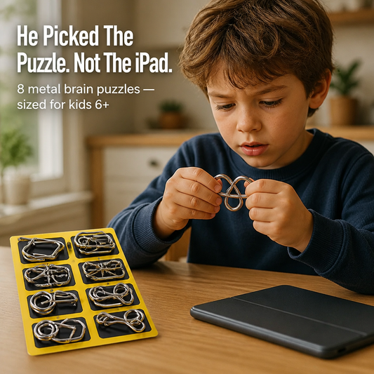 MindCrack™ — Draw Them Away From Screens With 8 Tangible Metal Brain Teasers