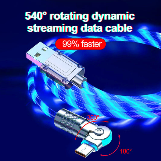 GlowLink - Fast Charging Cable with 540° Rotation and Illuminated Lights