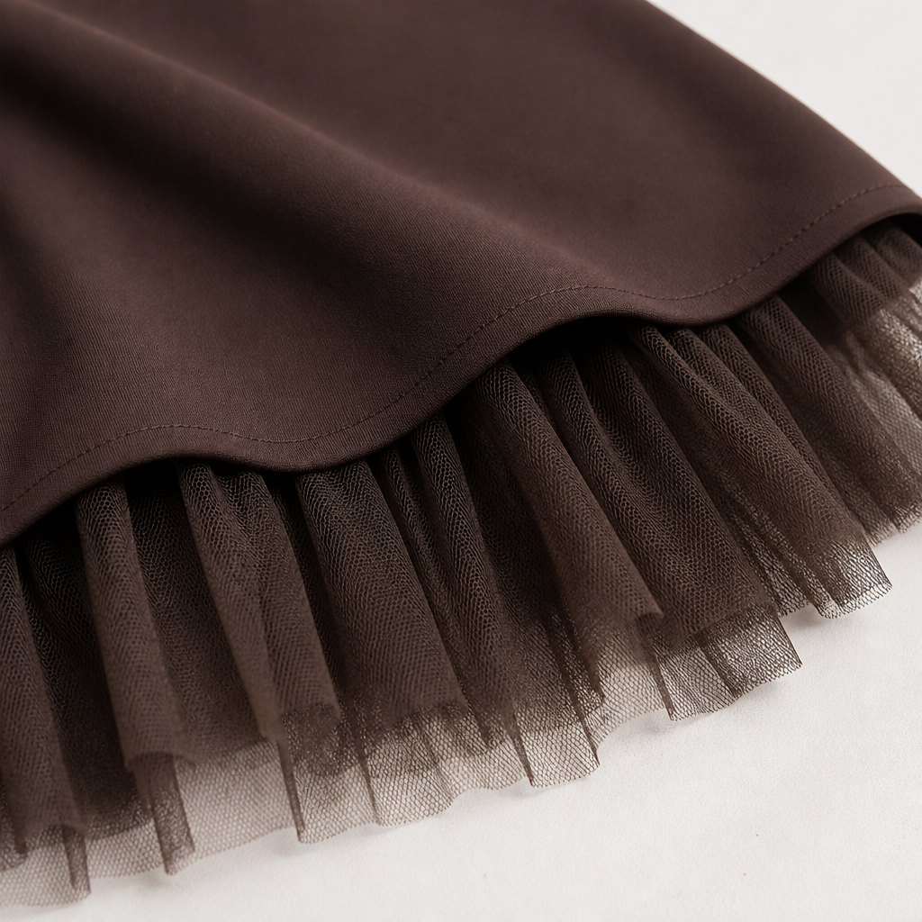 VeroLux™ – Mini Dress with Rhinestone Accents and Tiered Tulle Hem