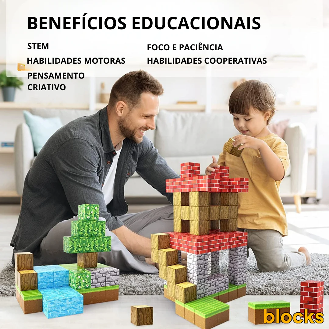 Magnetic Building Blocks - 48/64/75 pieces [+5 FREE Figures]